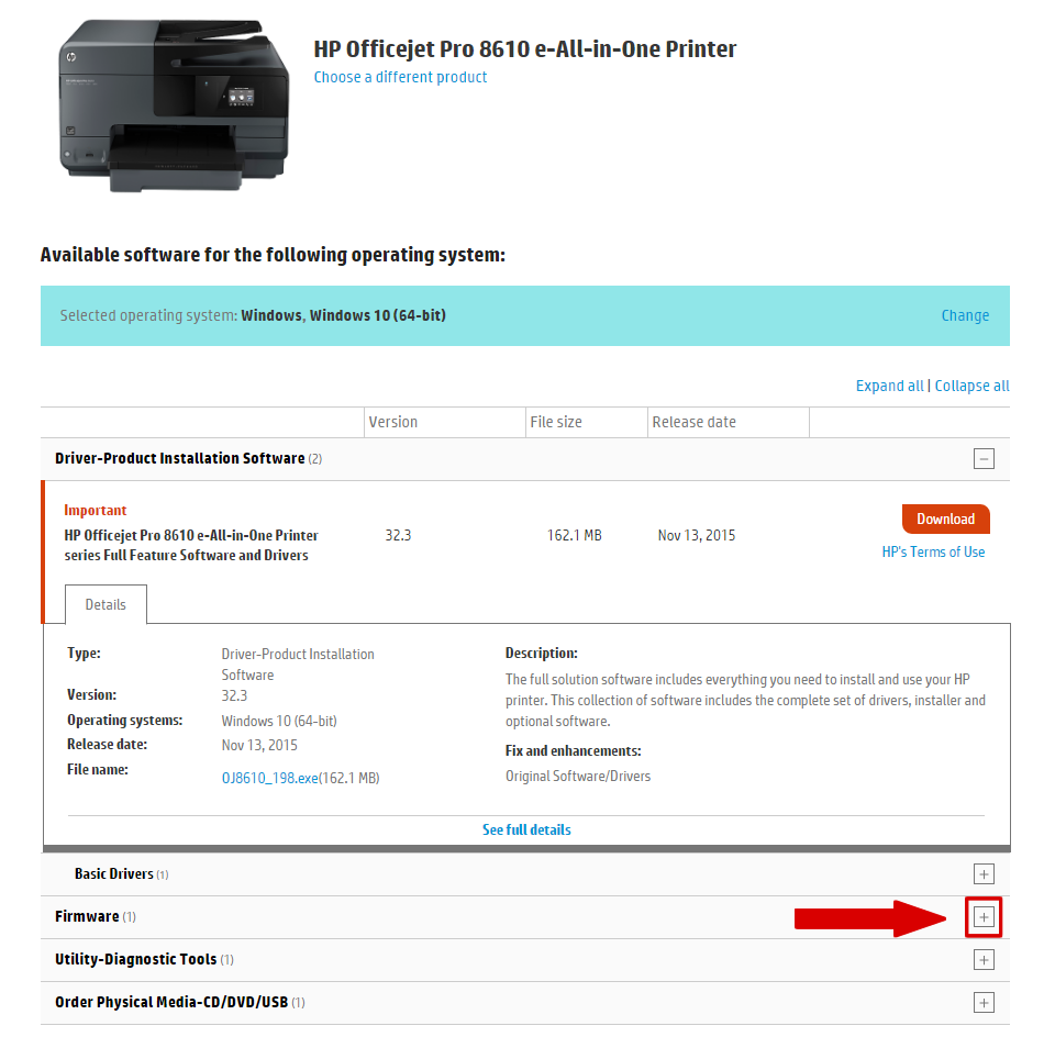 hp printer old firmware download