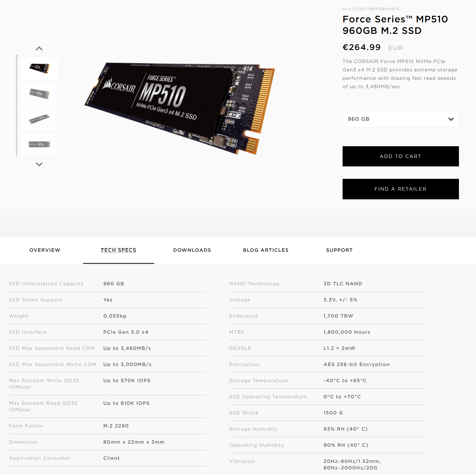 Corsair Force MP510 960GB NVMe SSD Review